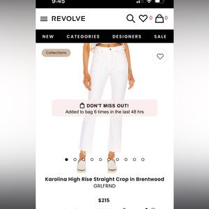 GRLFRND Karolina Jeans High Rise Button Fly Straight Crop White Flag Women’s 28